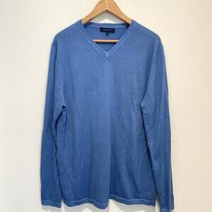 Patrick Assad Extrafine Merino Wool V Neck Sweater Mens Large Lightweight